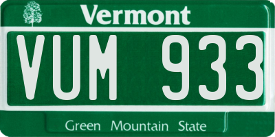 VT license plate VUM933