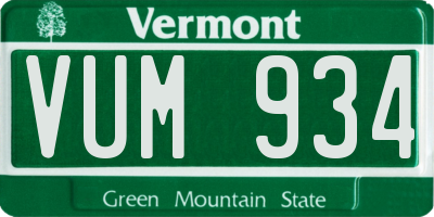 VT license plate VUM934