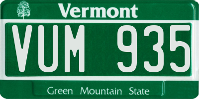 VT license plate VUM935