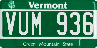 VT license plate VUM936