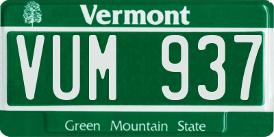 VT license plate VUM937