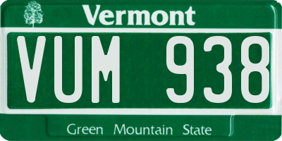 VT license plate VUM938