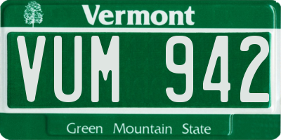 VT license plate VUM942