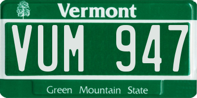 VT license plate VUM947
