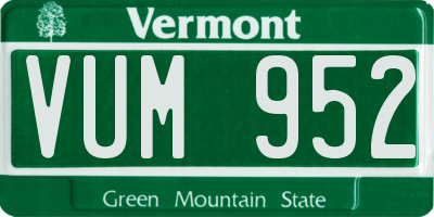 VT license plate VUM952
