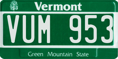VT license plate VUM953