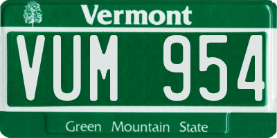 VT license plate VUM954