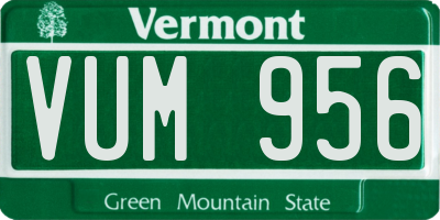 VT license plate VUM956
