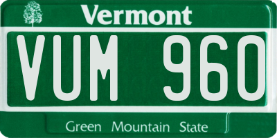 VT license plate VUM960