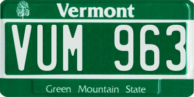 VT license plate VUM963