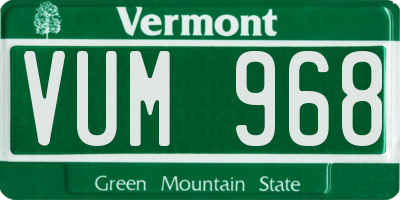 VT license plate VUM968