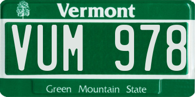 VT license plate VUM978