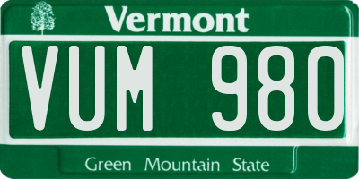VT license plate VUM980