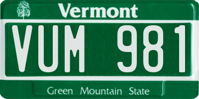 VT license plate VUM981