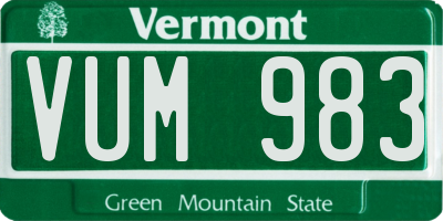 VT license plate VUM983