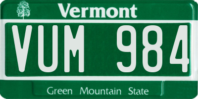 VT license plate VUM984