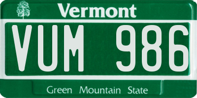 VT license plate VUM986