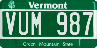 VT license plate VUM987