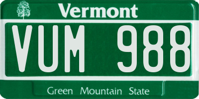 VT license plate VUM988