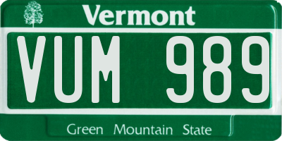 VT license plate VUM989