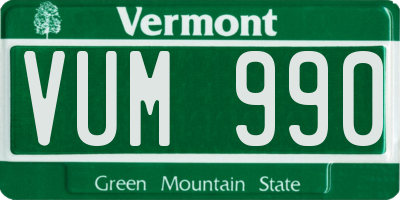VT license plate VUM990