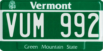 VT license plate VUM992