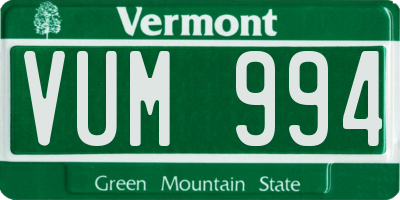 VT license plate VUM994