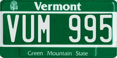 VT license plate VUM995
