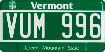 VT license plate VUM996