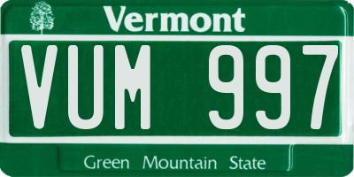 VT license plate VUM997