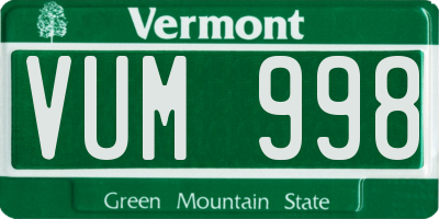 VT license plate VUM998