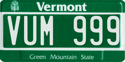 VT license plate VUM999
