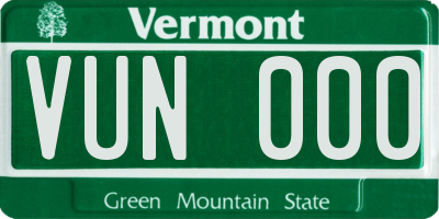 VT license plate VUN000