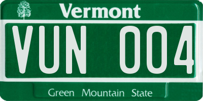 VT license plate VUN004