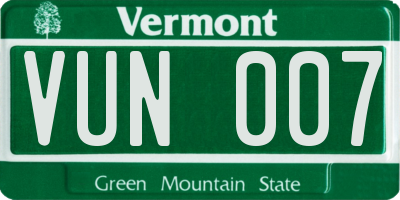 VT license plate VUN007