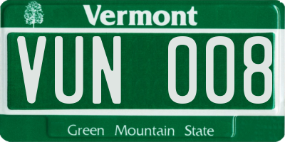 VT license plate VUN008