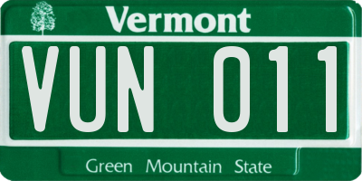 VT license plate VUN011