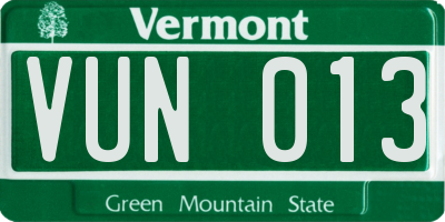 VT license plate VUN013