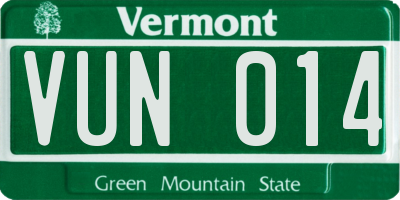VT license plate VUN014