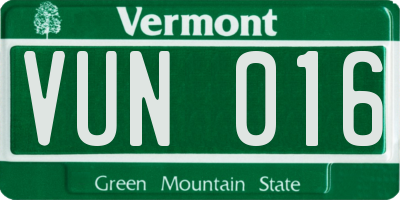 VT license plate VUN016