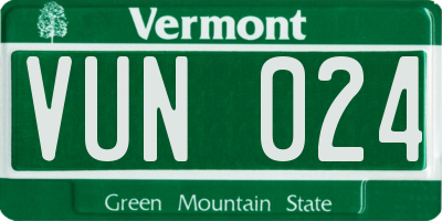 VT license plate VUN024