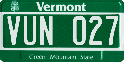 VT license plate VUN027
