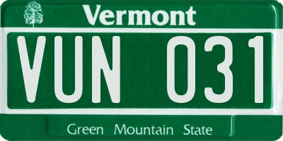 VT license plate VUN031
