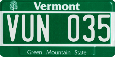 VT license plate VUN035