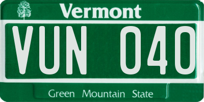 VT license plate VUN040