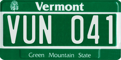 VT license plate VUN041