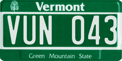 VT license plate VUN043