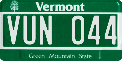 VT license plate VUN044