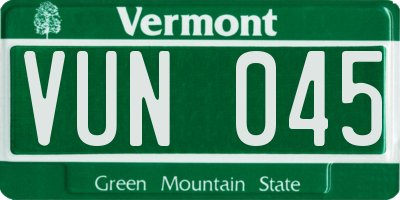 VT license plate VUN045