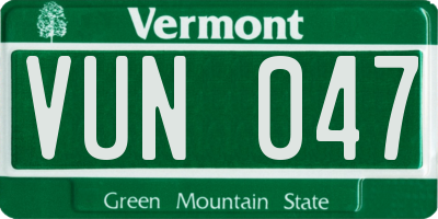 VT license plate VUN047